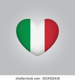 Bandera de Italia en el corazón. Vector de bandera italiano. Símbolo de amor de Italia