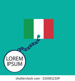 Flag of Italy with heavy. The concept of state, national, state and sovereign debt. vector illustration.