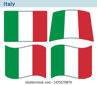 Flag of Italy. Flag icon set of four different shapes. Vector Illustration.
