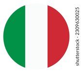 The flag of Italy. Flag icon. Standard color. Round flag. Computer illustration. Digital illustration. Vector illustration.