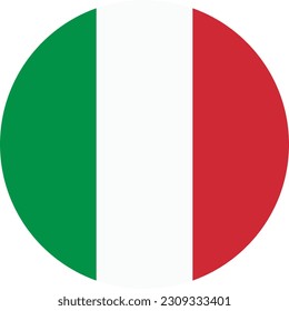 The flag of Italy. Flag icon. Standard color. Round flag. Computer illustration. Digital illustration. Vector illustration.