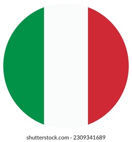 The flag of Italy. Flag icon. Standard color. Round flag. Computer illustration. Digital illustration. Vector illustration.