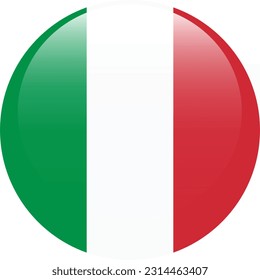 The flag of Italy. Flag icon. Standard color. A round flag. Computer illustration. Digital illustration. Vector illustration.