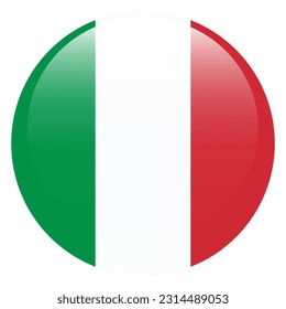 The flag of Italy. Flag icon. Standard color. A round flag. Computer illustration. Digital illustration. Vector illustration.