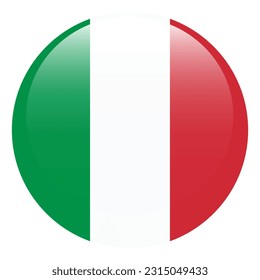 The flag of Italy. Flag icon. Standard color. A round flag. Computer illustration. Digital illustration. Vector illustration.