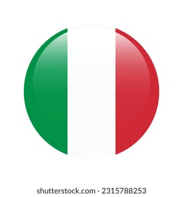 The flag of Italy. Flag icon. Standard color. A round flag. Computer illustration. Digital illustration. Vector illustration.