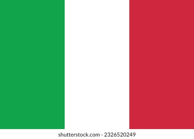 The flag of Italy. Flag icon. Standard color. Standard size. A rectangular flag. Computer illustration. Digital illustration. Vector illustration.