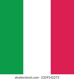 The flag of Italy. Flag icon. Standard color. A square flag. Computer illustration. Digital illustration. Vector illustration.