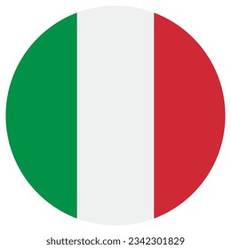The flag of Italy. Flag icon. Standard color. Circle icon flag. 3d illustration. Computer illustration. Digital illustration. Vector illustration.
