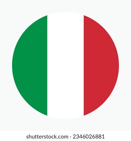 The flag of Italy. Flag icon. Standard color. Circle icon flag. 3d illustration. Computer illustration. Digital illustration. Vector illustration.