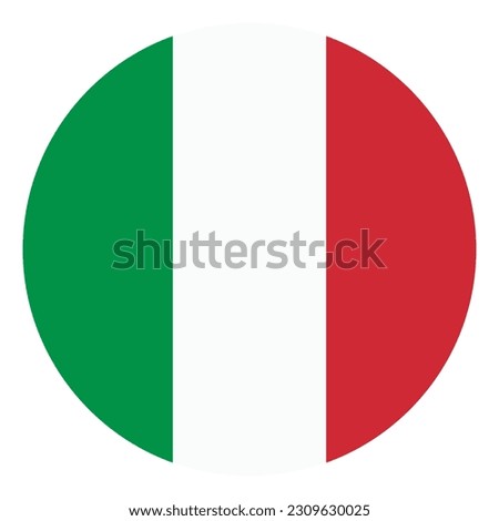 The flag of Italy. Flag icon. Standard color. Round flag. Computer illustration. Digital illustration. Vector illustration.