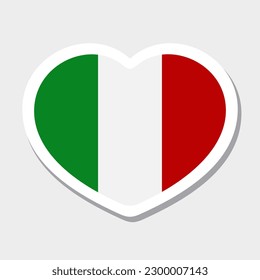 Flag of Italy icon. Vector heart sticker. Best for mobile apps, UI and web design.