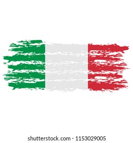Flag of Italy the illustration vector on a white background, brush stroke Design Elements