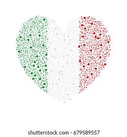 Flag of Italy - Italian flag in heart formation as colorful stripes made of little hearts