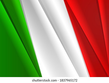 Bandera de Italia. Fondo vectorial de bandera italiana con colores verde, blanco y rojo