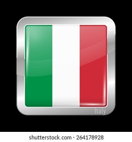 Flag of Italy. Metal Icons Square Shape. This is File from the Collection European Flags 