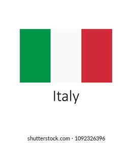 Flag of Italy with name icon. Official colors and proportion correctly. National Italy Flag vector. Italy Flag vector illustration. National Italy Flag vector on white background