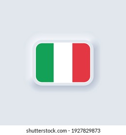 Flag of Italy. National Italy flag. Italian symbol. Vector illustration. EPS10. Simple icons with flags. Neumorphic UI UX white user interface. Neumorphism