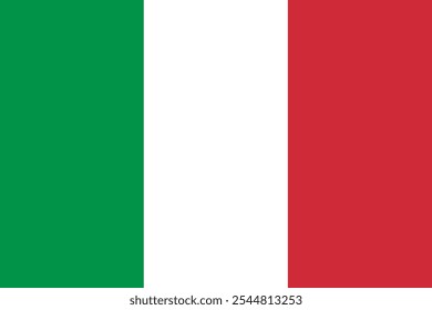 The flag of Italy, often referred to as The Tricolour, is a flag featuring three equally sized vertical pales of green, white and red, with the green at the hoist side