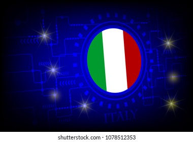 Flag of Italy on a background of technology.