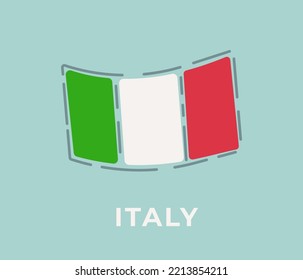 La bandera de Italia de fondo azul.