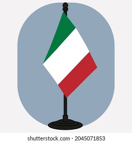 The flag of Italy on flagstaff | Vector illustration.