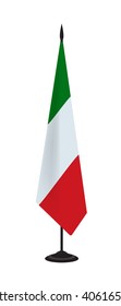 Flag of Italy on a flagstaff. Vector illustration