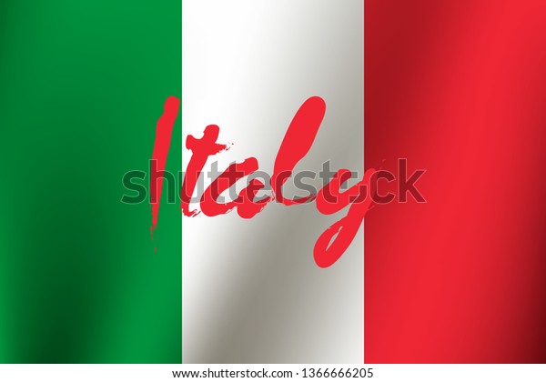 Flag Italy On Holder Lettering Green Stock Vector Royalty Free