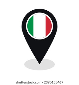 Flag of Italy flag on map pinpoint icon isolated black color