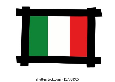 The flag of Italy in a photo frame