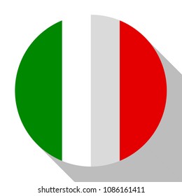 Flag Italy - round flatstyle button with a shadow. 