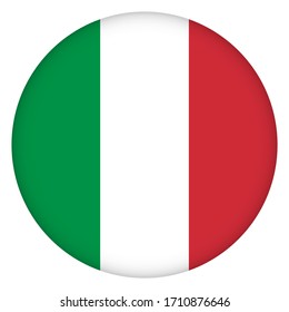 Flag of Italy round icon, badge or button. Italian national symbol. Template design, vector illustration. 