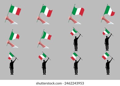 Flag of Italy Set, original and simple Italy flag Bundle, vector illustration of Italy flag Collection
