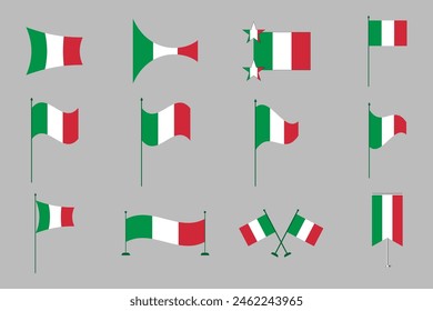 Flag of Italy Set, original and simple Italy flag Bundle, vector illustration of Italy flag Collection
