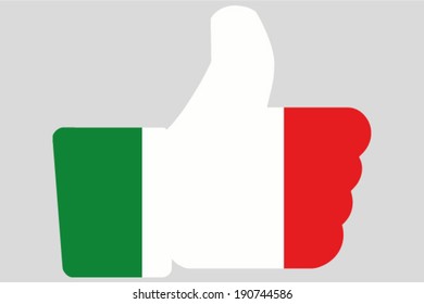 The flag of Italy in a Thumbs Up Icon