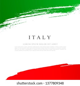 Flag of Italy. Vector illustration on white background. Brush strokes drawn by hand. Independence Day.