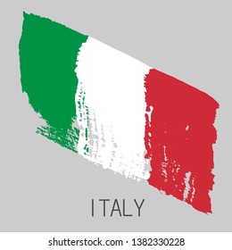 Flag of Italy. Vector illustration on gray background. Brush strokes. Abstract concept. Elements for design.
