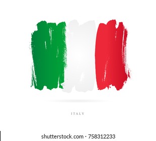 Flag of Italy. Vector illustration on white background. Beautiful brush strokes. Abstract concept. Elements for design.