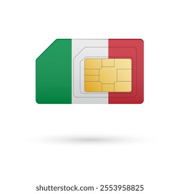 Flag of Italy. Vector illustration of SIM Card with flag on white background