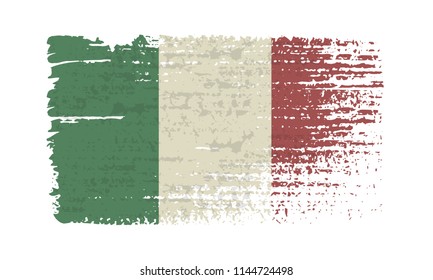 Flag of Italy. Vintage Italy flag grunge style. Isolated vector illustration on white background.