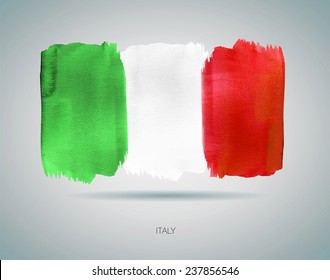 Flag Of Italy Watercolor Illustration. Vector