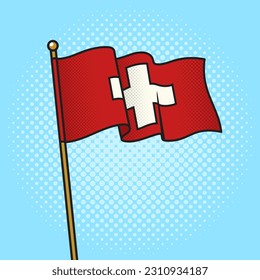 Flag ItalienFlag der Schweiz pinup pop Art Retro Vektorgrafik. Comic-Buchstil-Imitation.