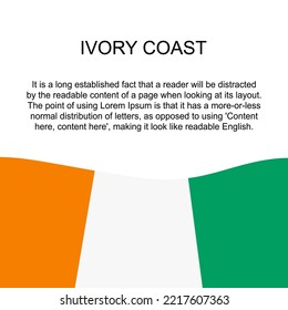 Flag of Ivory Coast for banner in square white background. Ivory Coast flag with space for text. Ivory Coast square banner with flag . vector illustration eps10