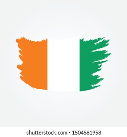 Flag of Ivory Coast with brush stroke effect, Ivory coast flag template design. Vector Eps 10