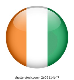 flag of Ivory Coast, button round glossy icon