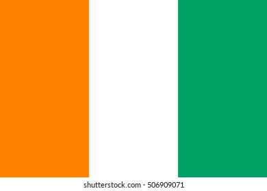 Flag of Ivory Coast correct size, proportions and colors. Accurate official standard dimensions. Cote D Ivoire national flag. African patriotic symbol, banner, element, background. Vector illustration