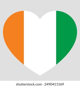 flag of Ivory Coast in form of heart, symbol of love