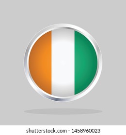 Flag of Ivory Coast, Glossy Round Button With Metallic Frame