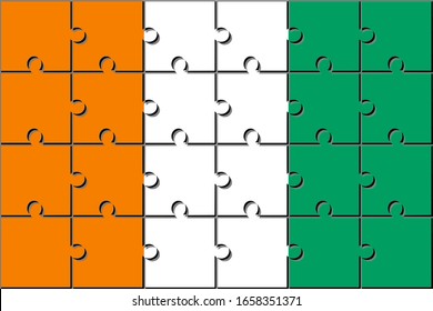 Flag of ivory coast made with jigsaw puzzle pieces