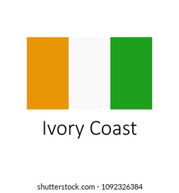 Flag of Ivory Coast with name icon. Official colors and proportion correctly. National Ivory Coast Flag . Ivory Coast Flag  illustration. National Ivory Coast Flag  on white background